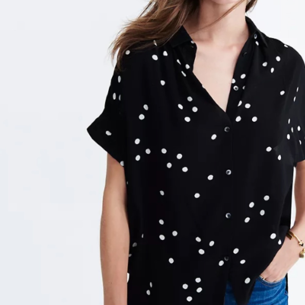 Central Drapey Shirt in Dot Toss, Madewell - Size Large